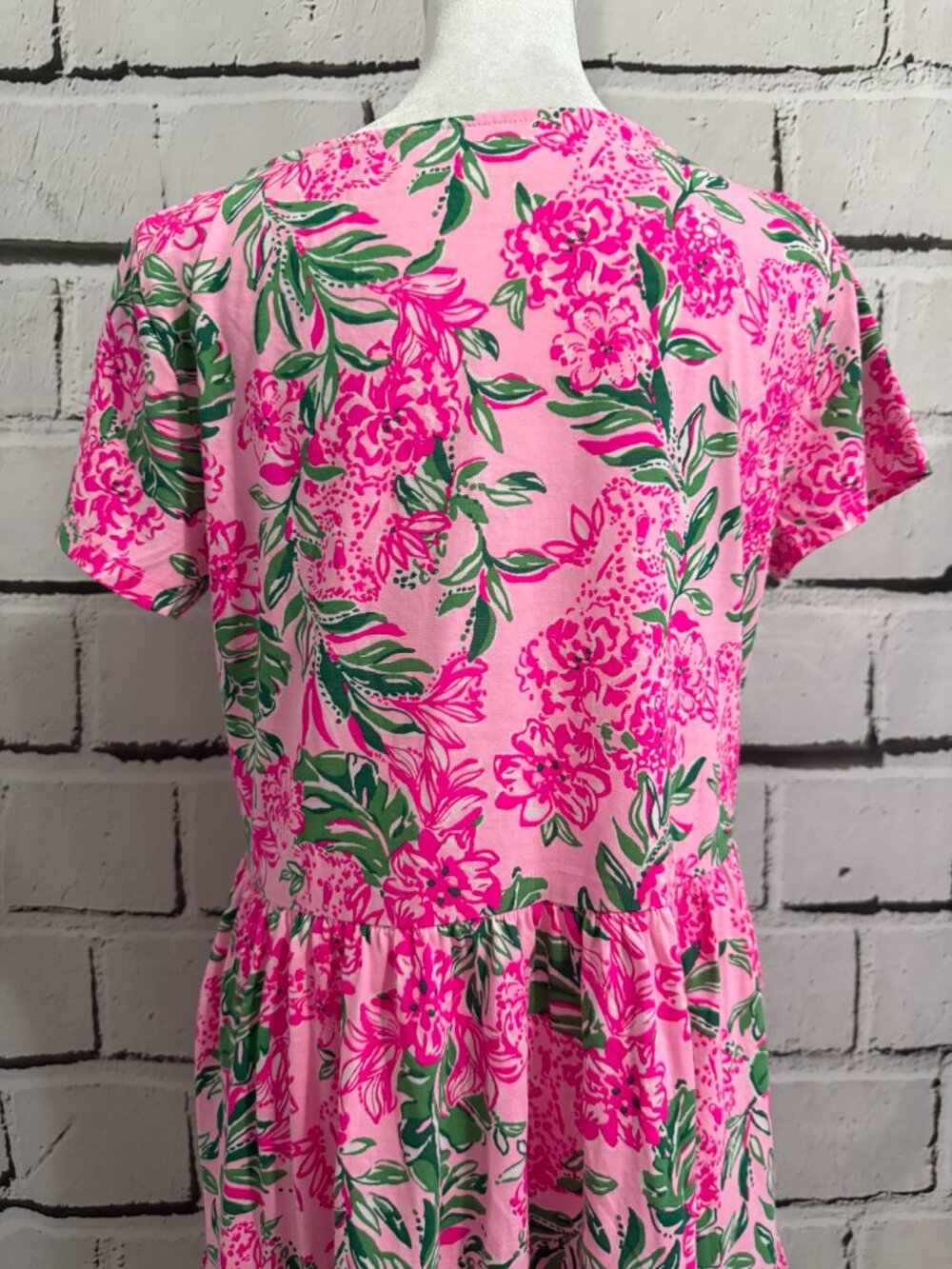 NWT Lilly Pulitzer Geanna Floral Tiered Cotton Dress Pink Green Size M - Picture 9 of 14